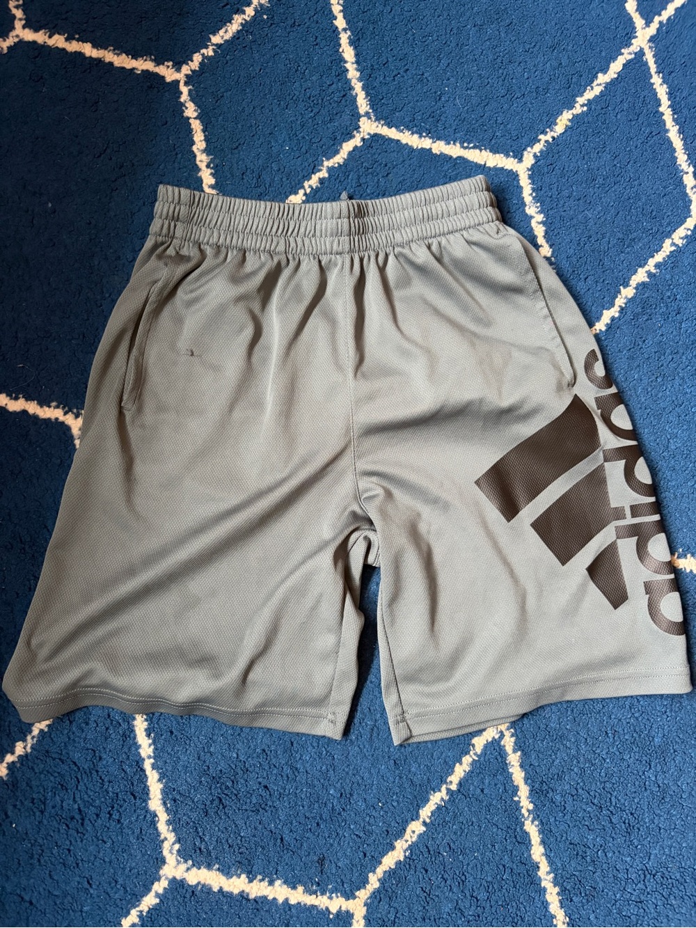adidas Men's Light Gray Athletic Shorts with Black Logo